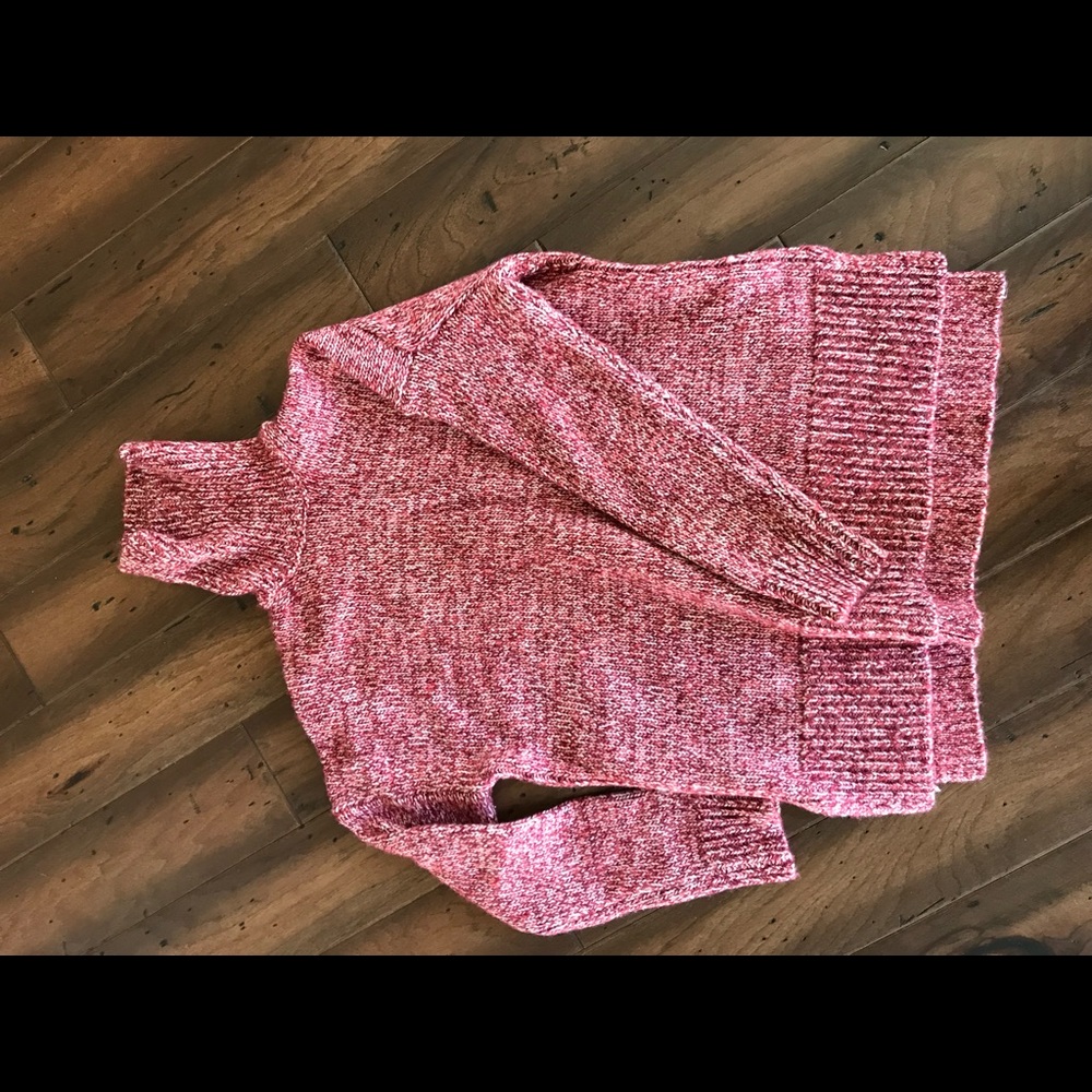 J . Crew red and white turtle neck sweater.